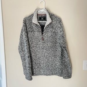 Men’s True Grit Sherpa Fleece‎ Pullover Sweater Size Small Gray Quarter Zip Warm